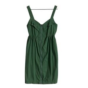 BeBop Green Cotton Blend Pockets Mini Pencil VNeck Sleeveless Zipper Front Dress